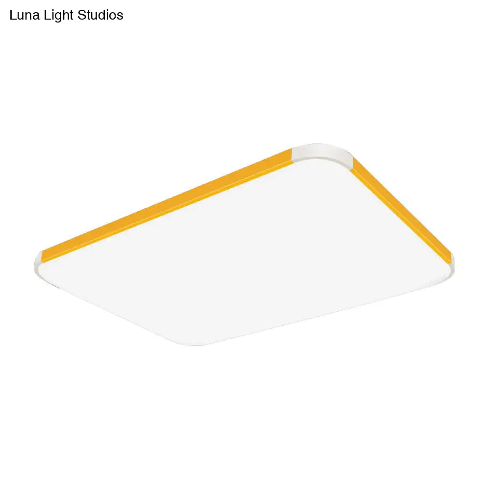 Geometric Led Flush Mount Lamp In Macaron Colors - 12’/15’/17’ Wide