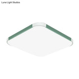 Geometric Led Flush Mount Lamp In Macaron Colors - 12’/15’/17’ Wide