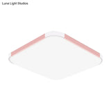 Geometric Led Flush Mount Lamp In Macaron Colors - 12’/15’/17’ Wide