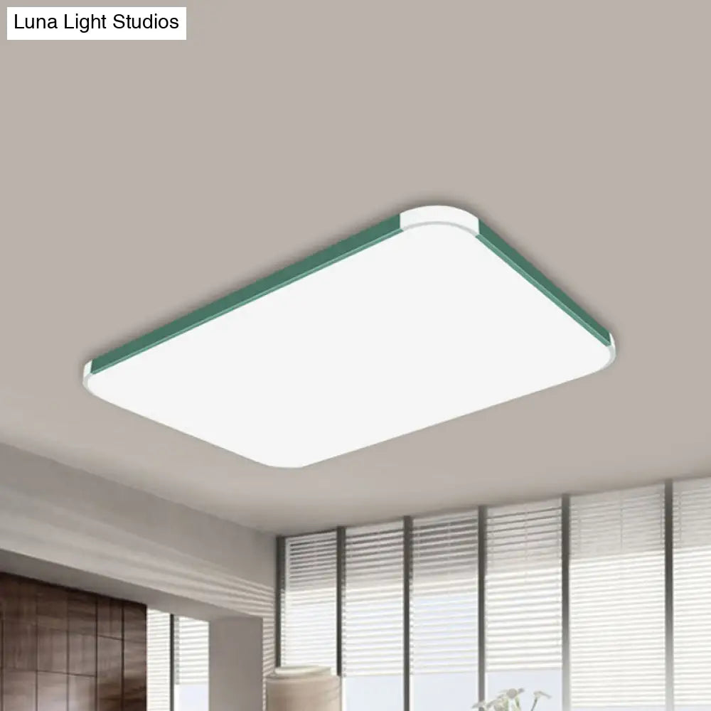 Geometric Led Flush Mount Lamp In Macaron Colors - 12’/15’/17’ Wide