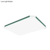 Geometric Led Flush Mount Lamp In Macaron Colors - 12’/15’/17’ Wide