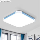 Geometric Led Flush Mount Lamp In Macaron Colors - 12/15/17 Wide Blue / 12 Warm