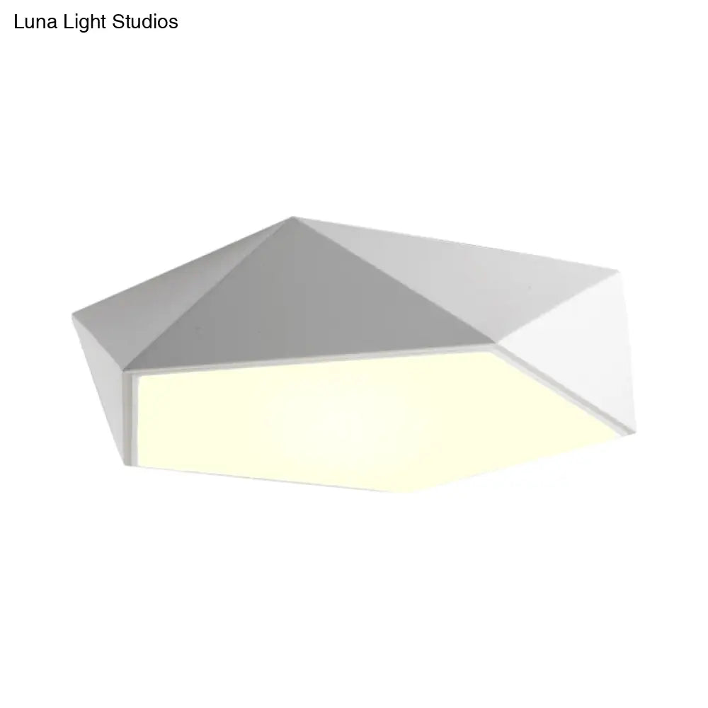 Geometric Metal Flush Mount Lighting With Led - White/Black 16.5’/20.5’/24.5’ Wide