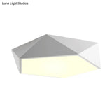 Geometric Metal Flush Mount Lighting With Led - White/Black 16.5’/20.5’/24.5’ Wide
