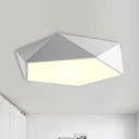 Geometric Metal Flush Mount Lighting With Led - White/Black 16.5’/20.5’/24.5’ Wide White / 16.5’