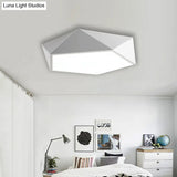 Geometric Metal Flush Mount Lighting With Led - White/Black 16.5’/20.5’/24.5’ Wide