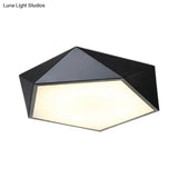 Geometric Metal Flush Mount Lighting With Led - White/Black 16.5’/20.5’/24.5’ Wide
