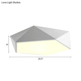 Geometric Metal Flush Mount Lighting With Led - White/Black 16.5’/20.5’/24.5’ Wide