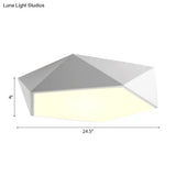 Geometric Metal Flush Mount Lighting With Led - White/Black 16.5’/20.5’/24.5’ Wide