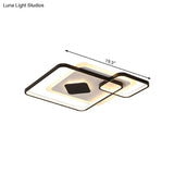 Geometric Metal Led Ceiling Light - Black Flush Mount In White/Warm 16.5’/19.5’/23.5’ Wide