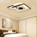Geometric Metal Led Ceiling Light - Black Flush Mount In White/Warm 16.5’/19.5’/23.5’ Wide