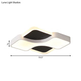 Geometric Metal Led Flush Ceiling Light Fixture In White/Warm 16.5’/19.5’/23.5’ Wide