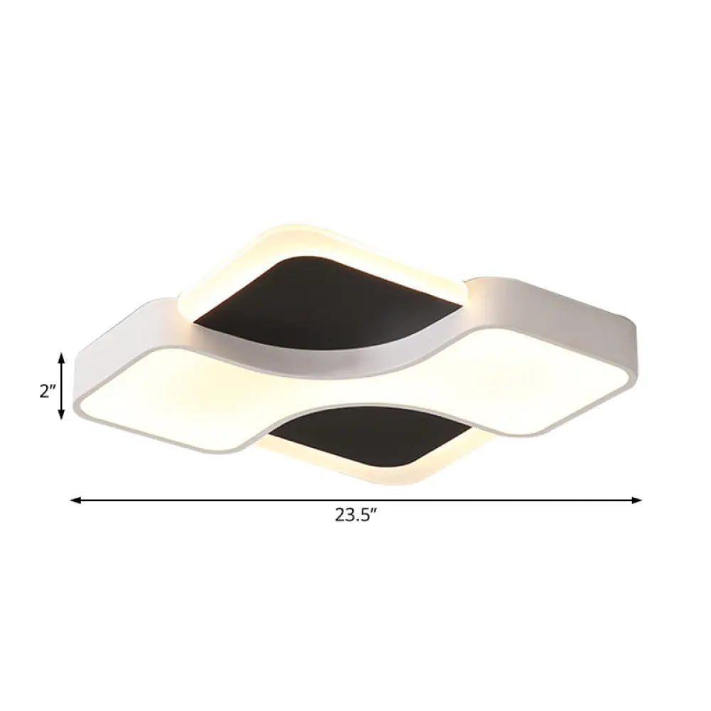 Geometric Metal Led Flush Ceiling Light Fixture In White/Warm 16.5/19.5/23.5 Wide