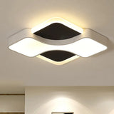 Geometric Metal Led Flush Ceiling Light Fixture In White/Warm 16.5’/19.5’/23.5’ Wide White /