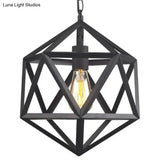 Geometric Metal Pendant Lighting - Industrial Black 1 Head Dining Room Down 14’/18’/21.5’ Wide