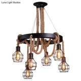 Geometric Natural Rope Chandelier In Brown For Rustic Ambiance
