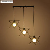 Geometric Pendant Light - Modern Industrial Style Iron Fixture With 3 Heads Black Wire Frame