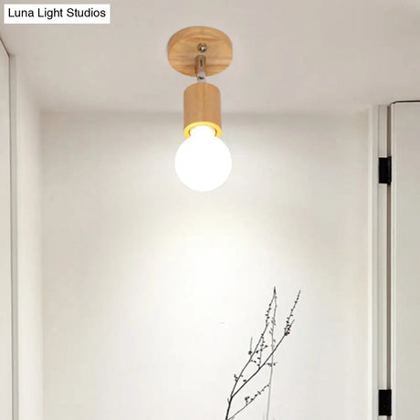 Geometric Wood Track Light For Minimalist Restaurants - Semi Flush Design