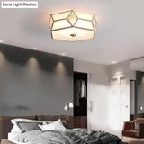 Geometrical Flush Mount Traditional White Glass Chandelier - Wide Options 2/3 Bulbs