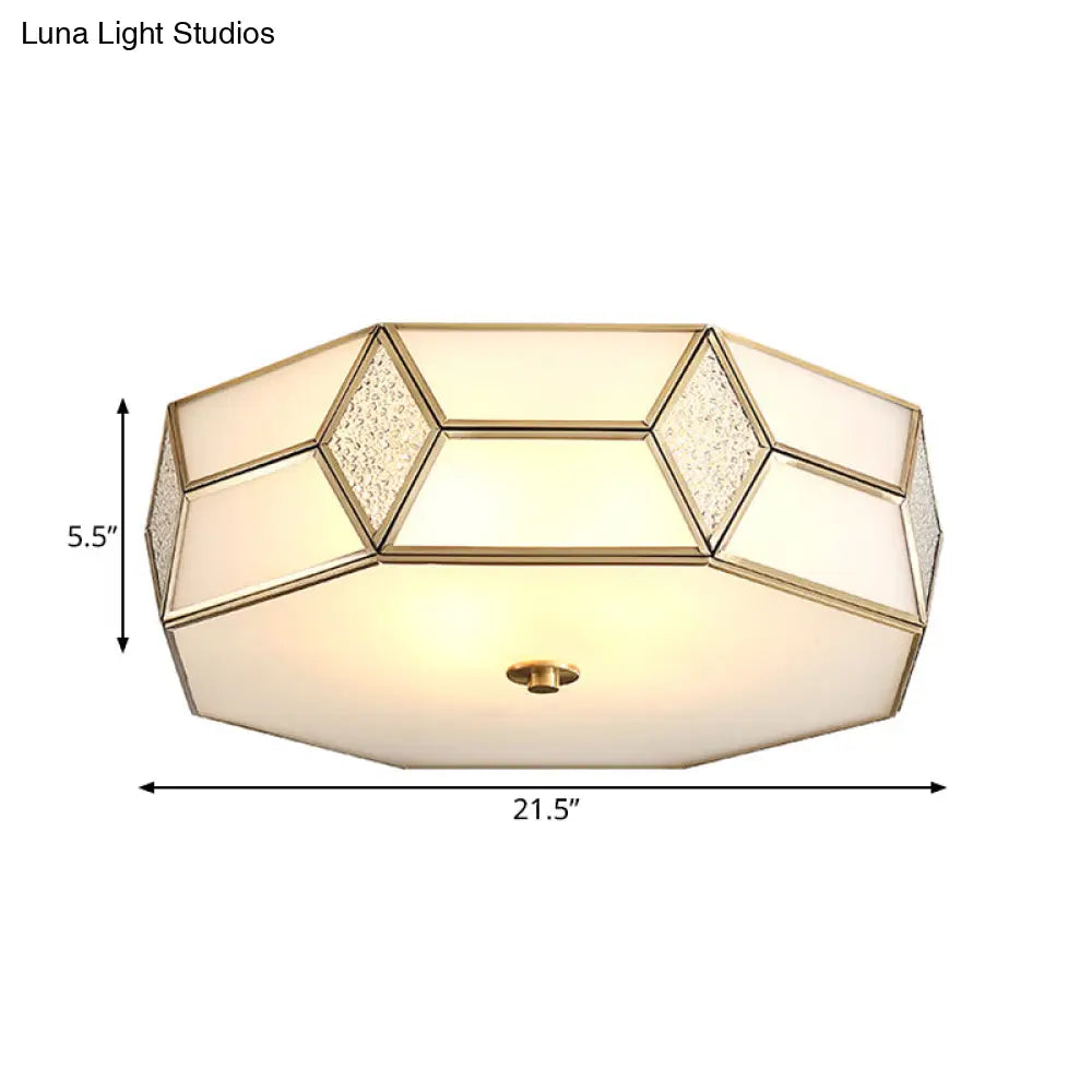 Geometrical Flush Mount Traditional White Glass Chandelier - Wide Options 2/3 Bulbs