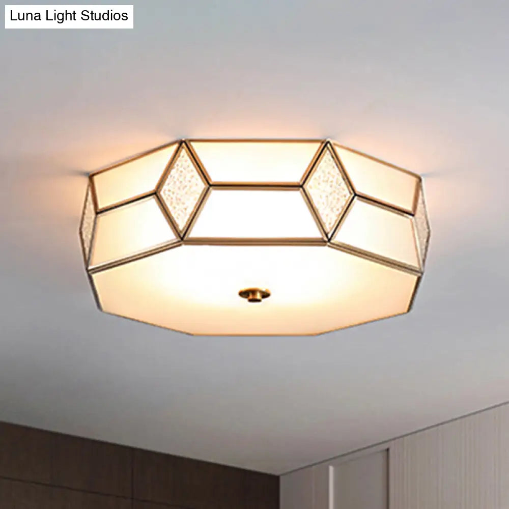 Geometrical Flush Mount Traditional White Glass Chandelier - Wide Options 2/3 Bulbs