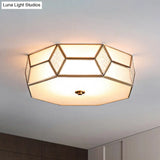 Geometrical Flush Mount Traditional White Glass Chandelier - Wide Options 2/3 Bulbs