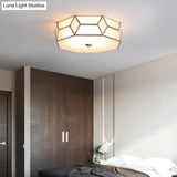 Geometrical Flush Mount Traditional White Glass Chandelier - Wide Options 2/3 Bulbs