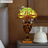 Giennah - Victorian Bowl Shape Desk Light Stained Art Glass Trophy Lamp