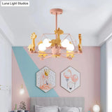 Giraffe 5-Head Kids Semi Flush Mount Wire Frame Ceiling Light For Childs Bedroom - Metallic Finish
