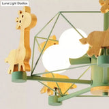 Giraffe 5-Head Kids Semi Flush Mount Wire Frame Ceiling Light For Childs Bedroom - Metallic Finish