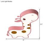 Giraffe Shaped Led Acrylic Flush Mount Lamp In Blue/Pink - Cartoon Style Light Fixture For Bedroom