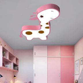 Giraffe Shaped Led Acrylic Flush Mount Lamp In Blue/Pink - Cartoon Style Light Fixture For Bedroom