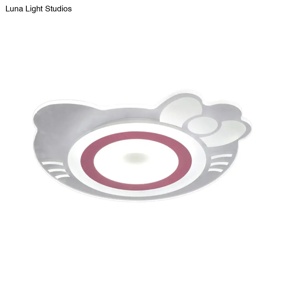 Girl Bedroom Kitten Led Ceiling Light In White And Pink - Adorable Stylish
