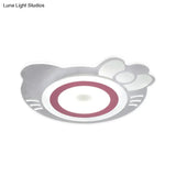Girl Bedroom Kitten Led Ceiling Light In White And Pink - Adorable Stylish