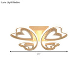 Girls Bedroom Led Flush Ceiling Light: Loving-Heart Acrylic Butterfly Lamp