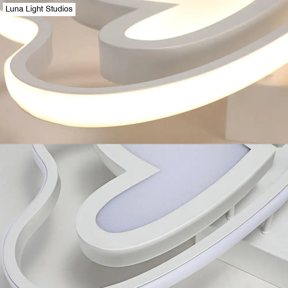 Girls Bedroom Led Flush Ceiling Light: Loving-Heart Acrylic Butterfly Lamp