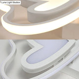 Girls Bedroom Led Flush Ceiling Light: Loving-Heart Acrylic Butterfly Lamp