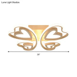 Girls Bedroom Led Flush Ceiling Light: Loving-Heart Acrylic Butterfly Lamp
