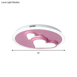 Girls Bedroom Led Heart Flush Ceiling Light In Pink: Acrylic Cartoon Lamp