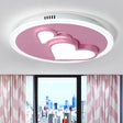 Girls Bedroom Led Heart Flush Ceiling Light In Pink: Acrylic Cartoon Lamp Pink / White