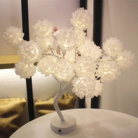Girls Floral Usb Nightstand Lamp - Elegant Tulle Decor And Led Lighting White / Rechargeable