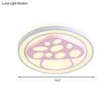 Girls Pink Cartoon Led Ceiling Lamp With Cute Pattern Acrylic Flush Mount Light