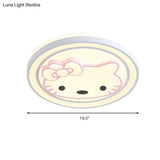 Girls Pink Cartoon Led Ceiling Lamp With Cute Pattern Acrylic Flush Mount Light