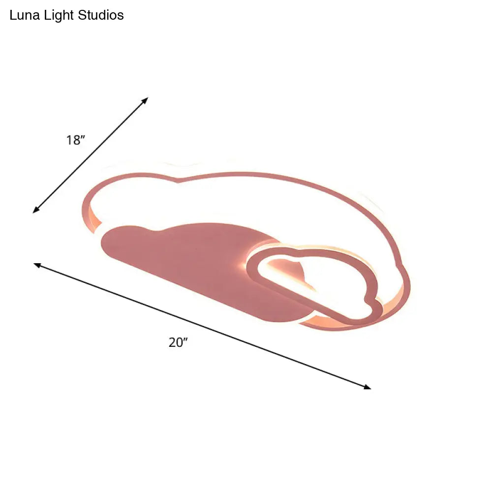 Girls’ Pink Cloud Cartoon Led Flushmount Light For Bedroom