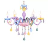 Girls Room Chandelier Lamp: Multicolor Pendant Lighting With Adjustable Chain And Candle Perfect For