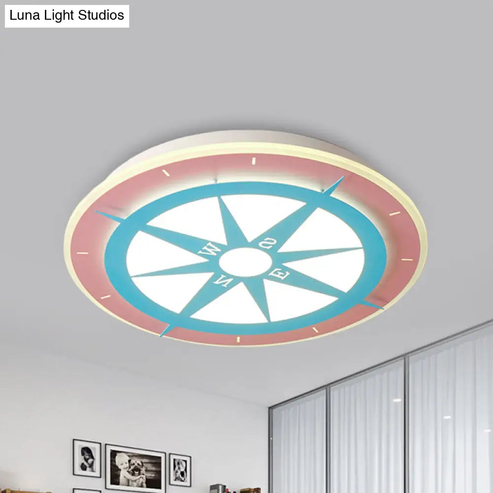 Girls Room Pink Acrylic Compass Led Ceiling Lamp
