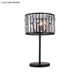 Giulia - Stylish Gold/Black 1 Bulb Nightstand Lamp Modern Crystal Blocks Embedded Cylinder Table