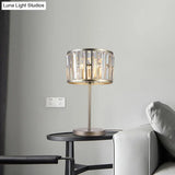 Giulia - Stylish Gold/Black 1 Bulb Nightstand Lamp Modern Crystal Blocks Embedded Cylinder Table