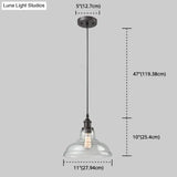 Glass Bowl Pendant Lighting Fixture - Minimalist Style Hanging Lamp Kit For Restaurants