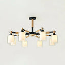 Glass Circular Column Hanging Lights - 6-Light Nordic Pendant Light Fixture For Living Room Black